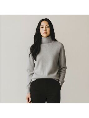 Lauren Ralph Lauren Silk Cashmere Turtleneck Sweater Gray Size XL